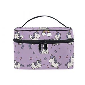 Coeur Arc En Ciel Licorne Violet Trousse Sac de Maquillage Toilette Cas Voyage Sac Organisateur Cosm&eacute;tique Bo&icirc;tes pour Les Femmes Filles (HULAHULA, neuf)
