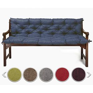 sunnypillow Coussin pour Banc de Jardin 140 x 50 x 50 cm - Matelas Exterieur, Interieur - Coussins Assise & Dossier Souples - Confortable Coussins pour terrasse, Balcon, Banquette - Bleu (Globix24, neuf)