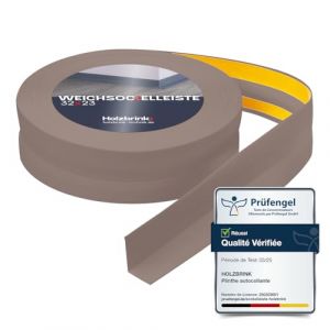 HOLZBRINK Plinthe souple autoadh&eacute;sive 32x23mm, 25 m | Plinthe PVC pour finition plan de travail, meubles cuisine | Lame PVC adhesive | Couleur : cappuccino (Jumbo-Shop, neuf)