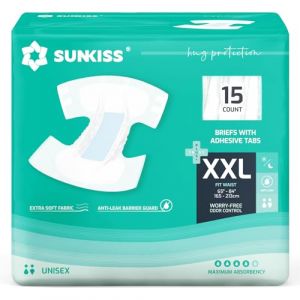 SUNKISS TrustPlus Couches Adultes pour Homme et Femme, Couches Absorbantes pour la Nuit, Culottes Jetables pour Incontinence Urinaire, Contr&ocirc;le des Odeurs, Unisexe, Taille XXL, 15 Unit&eacute;s (SUNKISS Direct, neuf)