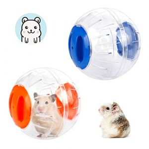 Boule d'Exercice de Hamster 2 Pcs Balle de Hamster 2 Couleur Ballon de Jouet de Gerbille Plastique Petit Balle Portatif pour Courir Jogging Sport Hamster Gerbille Animal de Compagnie(Orange, Bleu) (Taiqida, neuf)