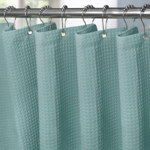 VANZAVANZU Rideau de Douche Motif Gaufre avec Anneaux en Métal Imperméable Anti-Moisissures Polyester Tissu Rideau Salle de Bain Lourd pour Baignoire Cabine de Douche - 182x182CM (Turquoise) (VANZAVANZU FR, neuf)