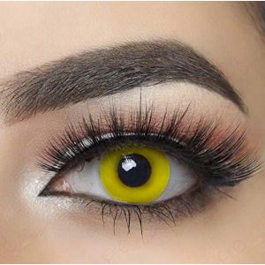 MYSA LENS® Lentilles De Contact De Couleur Fantaisie Crazy Lens Cosplay halloween Yeux Jaune Oeil Demon Yellow Out Etui 12 mois sans correction (MYSA LENS®, neuf)