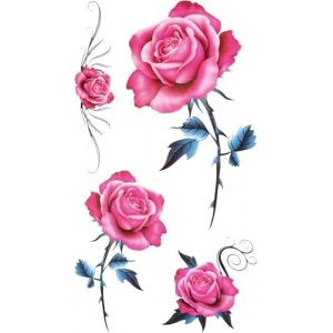 Tatouages ​​temporaires imperméables, tatouages ​​temporaires, magnifiques autocollants de tatouage de rose rouge for femmes (FXFXDZMY, neuf)