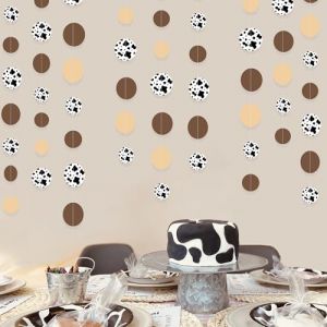 Marron Wild West &agrave; Pois Papier Guirlande Banni&egrave;re D&eacute;coration de F&ecirc;te Brun Kaki &agrave; Imprim&eacute; Vache Cercle Points Streamer &agrave; Suspendre pour Derby Ferme Western Cowboy Anniversaire Bapteme Mariage Decor (MZY Co., Ltd, neuf)