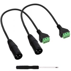 YARCHONN Adaptateur XLR sans soudure - Bloc de serrage - C&acirc;ble XLR vers vis &agrave; 3 broches - C&acirc;ble de serrage pour amplificateur de haut-parleur et microphone - 30 cm - 2 pi&egrave;ces (fiche XLR) (Apro Yarchonn, neuf)