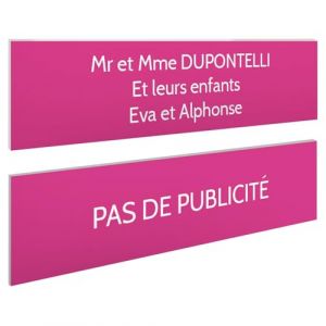 DECOHO - Plaque Boite aux Lettres Personnalisable - Lot de 2 plaques adhésives en Plastique bi-Couche - Rose Lettres Blanches - 100 x 25 mm, Gravure Laser, Rose (DECOHO, neuf)