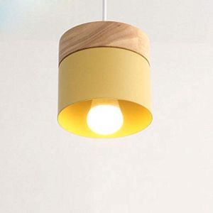 Lampe Pendante Moderne Simple Fer et Bois Lumière à Suspension Couleurs Bonbons pour le Bureau de l'hôtel Hall Teahouse Tea Bar Décor à la Maison-Jaune (kongrushangmao, neuf)