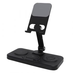 Generic 6 en 1 sans Fil pour Appareil IOS, Station de Charge Filaire Pliable 15 W avec R&eacute;veil et Lumi&egrave;re Ambiante 6 Couleurs pour Support de T&eacute;l&eacute;phone Portable (BLACK) (Liucunye-EU, neuf)