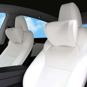 Dapucarin Oreiller Appui-T&ecirc;te Voiture en Cuir 100% Mousse &agrave; M&eacute;moire de Forme, Coussin de Nuque de Soutien de Si&egrave;ge Premium pour la Conduite, Les Voyages, la Maison, Le Bureau, Blanc, 2 Unit&eacute;s (Dapucarin, neuf)