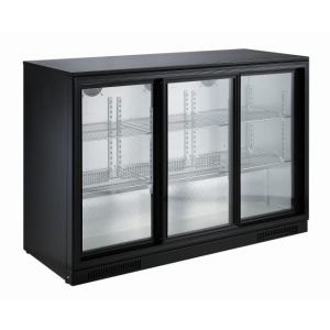 Arrière-bar réfrigéré 3 Portes Vitrées 298 litres - Combisteel - R600AGepoedercoat staal3 Portes298Vitrée/coulissante (Materiel Horeca CHR, neuf)