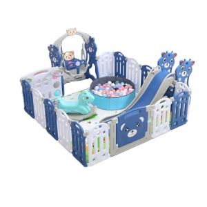 Reenborn Parc Bebe Modulable, Grand Parc Bebe avec Tapis, Parc Bebe Pliable pour Nourrissons Intérieur Extérieur, Centre d'activités pour Enfants Aire de Jeux avec Éponge Anti-collision (B 16+2) (huangzhongguig, neuf)