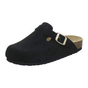 AFS-Schuhe 2900, Chaussons confortables pour femmes ferm&eacute;s, sabots en cuir pour femmes, fabriqu&eacute;s en Allemagne, Velours noir., 38 EU (AFS-Schuhe, neuf)