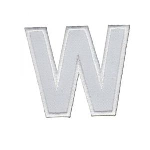 Patch Ecusson Thermocollant Lettre Blanche 6 x 5 cm Lettre W (Filou Face, neuf)