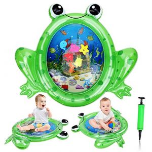 Nouvelle Forme de Grenouille Tapis d'eau Gonflable pour Bébé, Tapis éveil Eau et Poisson, Tummy Time Tapis de Ventre de Ventre Bébé Mat de Animaux, Stimulation de la Croissance de Bébé avec Pompe (Mxcwir EU, neuf)