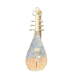 MZRAN Pince à cheveux unique instrument chinois Pipa avec perles artificielles Rose Han Costume Décoration de cheveux Pince à bec de canard pour un usage quotidien (dakeyou, neuf)