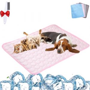 Lircofi Dog Cooling Mat - Grand tapis rafraîchissant pour chien - Sans gel - Lavable - Tapis rafraîchissant pour l'été - Pour la maison, la voiture et le jardin (rose, XS : 40 x 30 cm) (MoonXing, neuf)