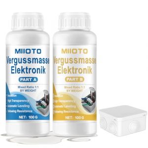 Miioto Gel Etancheite Electrique, Gel Isolant Electrique, Avec Boite de Derivation Electrique, Convient pour les Circuits Imprimés, les Moules et les Isolants, Transparent A+B 200g (Vokyshop, neuf)