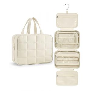 BAGSMART Trousse de toilette &agrave; suspendre, trousse de toilette pour femme, grande trousse de toilette pour femme, organisateur de bijoux de voyage, beige, m (HZJZ FR, neuf)