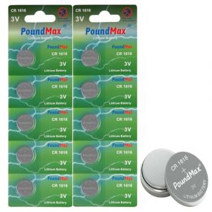 PoundMax Lot de 10 Piles Bouton au Lithium 1616 CR1616 DL1616 3 V (TechWorldHaven, neuf)