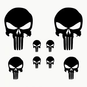 Autodomy Autocollants Tête de Mort Crâne Fondu 8 Unités | Stickers Punisher pour la Voiture ou la Moto | Autocollant Punisher (Noir) (Domy Company, neuf)