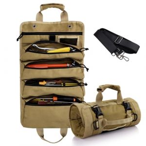 Koolertron Sac &agrave; Outil Imperm&eacute;able Trousse Sacoche Enroulable Porte Outils 900D Oxford Portable Rangement pour Bricoleur Garage Voiture Moto (Kaki) D01ASAS-XJND07AS-LEAS (iTao_mall, neuf)