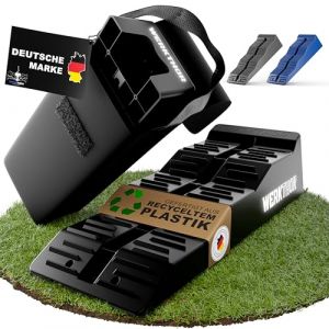 WERKTHOR Cales pour Camping-Car (Noir) - [Jeu de 2] Cales Stables pour Caravanes et Camping-Cars | Cales pour Camping-Car pour Une Mise à Niveau Sûre [<5t] - pour Toute Surface - Sac Inclus (Kindaholz, neuf)