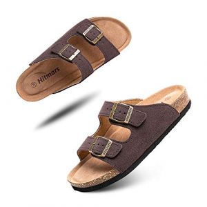 Hitmars Mules Femme Homme Sandale Bout Ouvert Confort Tongs Été Plates Sandales et Nu-Pieds Boucle Sabots Chaussure de Plage Marron Taille 41 EU (Free Mobile OU, neuf)