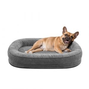 Panier Chien Moyen Taille Orthopedique, Memoire de Forme Lit pour Chien, Canapé Chiens Dehoussable Lavable, Lit Ovale Imperméable, Gris (Topets-EU, neuf)