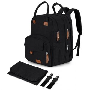 Qualyphant Sac à dos à langer extra large pour deux enfants, sac à langer extensible de 35 l pour maman, fille, garçon, papa, tout-petit, sac à langer de voyage noir, 21 poches (4 isolées) avec (Fast Media Ships From USA, neuf)