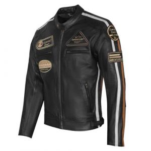 PRO FUTURE ASPIDEX Blouson moto en cuir pour homme, vintage, Custom & Caf&eacute;, de course, style Harley, Noir , M (Absolute Moto Abbigliamento, neuf)