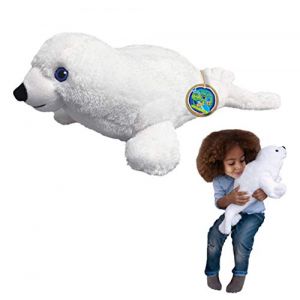EcoBuddiez - Phoque du Groenland de Deluxebase. Grande Peluche Douce de 50cm Faite de Bouteilles en Plastique Recyclées. Cadeau Calin écolo pour Enfants et Animal Doux et Mignon pour Bambins. (DELUXEBASE, neuf)