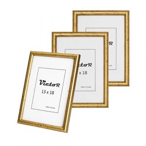 Victor Cadre Photo Or 13x18 cm - Set de 3 - "David - Bar: 14x17mm - Vintage - Décoration Shabby Chic - Châssis pour l'image 13x18 Doré (Victor_Store, neuf)