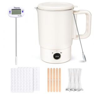 Casserole électrique pour la fabrication de bougies, accessoires avec fondeur de cire, thermomètre, 100 mèches de bougie, 100 autocollants pour mèche, 5 supports de mèche et cuillère mélangeuse (Maraccoolthings, neuf)
