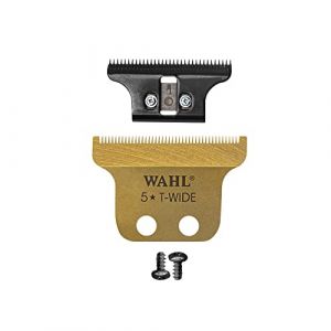 WAHL Gold Detailer T-wide Blade, 0.4mm, sans chevauchement, rectifiée avec précision, lame de rechange pour tondeuse, détails, titane, revêtement DLC, dorée, 5-Star Detailer, Cordless Detailer Li (Hair Gallery, neuf)