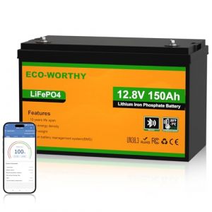 ECO-WORTHY Batterie Lithium 12v 150AH Bluetooth Batterie LiFePO4 avec Protection BMS Basse température 120 A et jusqu'à 15 000 Cycles, Batterie au Lithium 1920 Wh pour Camping-Car, Caravane, Bateau (Lvxingxia, neuf)