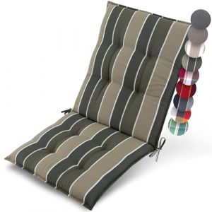 Beautissu Premium Coussin Chaise Jardin Dossier Bas 100x50 cm Sun-NL – 8 cm Épaisseur Tissu Robuste Antidérapant & Résistance aux UV – Coussin Fauteuil avec Sangles Fixation Vert Rayé (Brandvin, neuf)