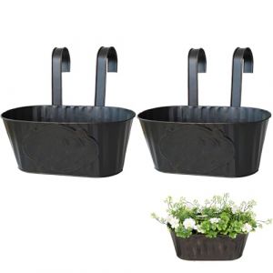 ERFGT 2 Pièces Pot de Fleur Suspendu Exterieur, Jardiniere Balcon Suspendue Metal, Pot Balcon Exterieur, Peut Être Accroché aux Clôtures de Jardin, aux Balustrades de Patio et aux Balcons (Southnewya, neuf)