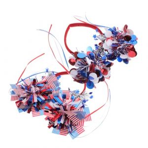 SAFIGLE 2 Pi&egrave;ces Bandeaux Patriotiques Femme Usa Accessoires Cheveux Drapeau Am&eacute;ricain Rouges Blancs et T&ecirc;te pour F&ecirc;te et Memorial Day (Grand Di, neuf)