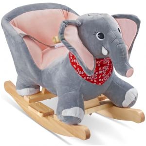 tectake&reg; Cheval &agrave; Bascule Mod&egrave;le &Eacute;l&eacute;phant, &agrave; partir de 12 Mois, Ceinture de s&eacute;curit&eacute; r&eacute;glable, Charge Max. 40 Kg, Cheval a Bascule avec Effet sonore, Rev&ecirc;tement en Peluche, Jouet Enfant Cadeau Enfant (Made4Home SAS, neuf)
