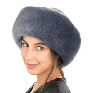 Futrzane Siberian Toque - Chapka Femme Cuir avec Fourrure - Chic Bonnet Hiver (XL, Bleu Acier - Bleu Acier Siberian) (Futrzane EU, neuf)