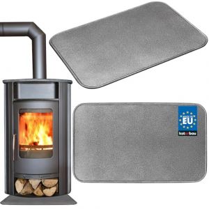 KOTARBAU Plaque de sol pour chemin&eacute;e 60 x 80 cm en acier rev&ecirc;tu par pulv&eacute;risation - Argent vieilli (KOTARBAU, neuf)