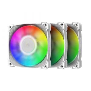Geometric Future Squama 2505 RGB PWM Ventilateur - Blanc - 120 mm - Lot de 3 - Haute Performance - 5V 3pin RGB Adressable - 4pin PWM - avec Contr&ocirc;leur - (GEO-S2505W-3) (Kalfsen, neuf)