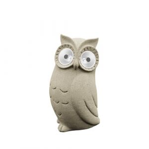 Decorobbo Statue de Hibou de Jardin Solaire, Sculpture extérieure imperméable à l'eau en résine, Lampe de Statue de Hibou aux Yeux Lumineux au Design Moderne pour la décoration de la Maison (Beige 2) (yiruikejiyouxiangongsi, neuf)