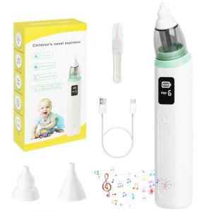 Mouche bebe electrique, SOARFLY mouche bebe 6 niveaux d'aspiration et 2 embouts en silicone souple, mouche bébé avec fonction musicale, écran LCD, rechargeable pour bébés, vert (Hourong-eu, neuf)