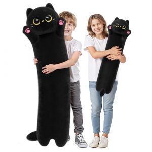 Mewaii Kawaii Mignon Chat Noir en Peluche Coussin Long 110CM, Oreiller d'animaux Poupée Jouets Kawaii Moelleux Confort Oreiller en Peluche pour Adolescents Cadeau (MeWaii - EUR, neuf)
