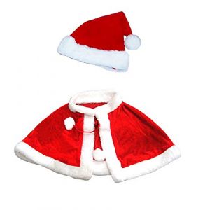 Fontee&reg; Filles No&euml;l Rouge Manteau Velours Cape D&eacute;guisements pour Enfants Capes de Costume et Chapeau de No&euml;l pour Enfants (Longueur 41cm) (Fontee, neuf)