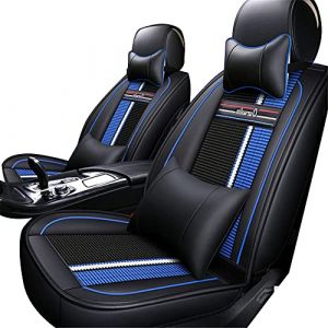 Muchkey Housses de si&egrave;ge Avant pour Toyota Hilux 2 Places Protection Siege avec Coussin Appui-t&ecirc;te & Oreillers Lombaire Housse Si&egrave;ge Auto Noir-Bleu (Muchkey, neuf)