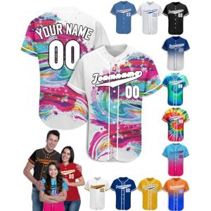 Maillot Baseball Personnalis&eacute; Chemise Baseball Shirt avec Pr&eacute;nom Num&eacute;ro Logo Cadeau Personnalisable pour Homme Femme Enfant, S-4XL (Lokfun, neuf)