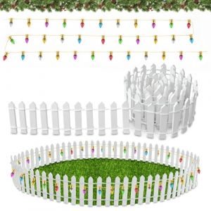 YAJIMAOY Accessoires de Lutin de No&euml;l, 90 x 5 cm Cl&ocirc;ture de Jardin Miniature, 100 cm Guirlande Lumineuse Miniature, Mini Cl&ocirc;ture de No&euml;l avec Lumi&egrave;res, Mini Cl&ocirc;ture en Bois (E, 1) (yajimaoyi, neuf)